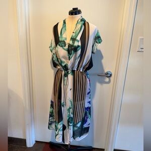 Clover Canyon Liquid Jade Sheer Midi Dress with drawstring tie at waist. Size S